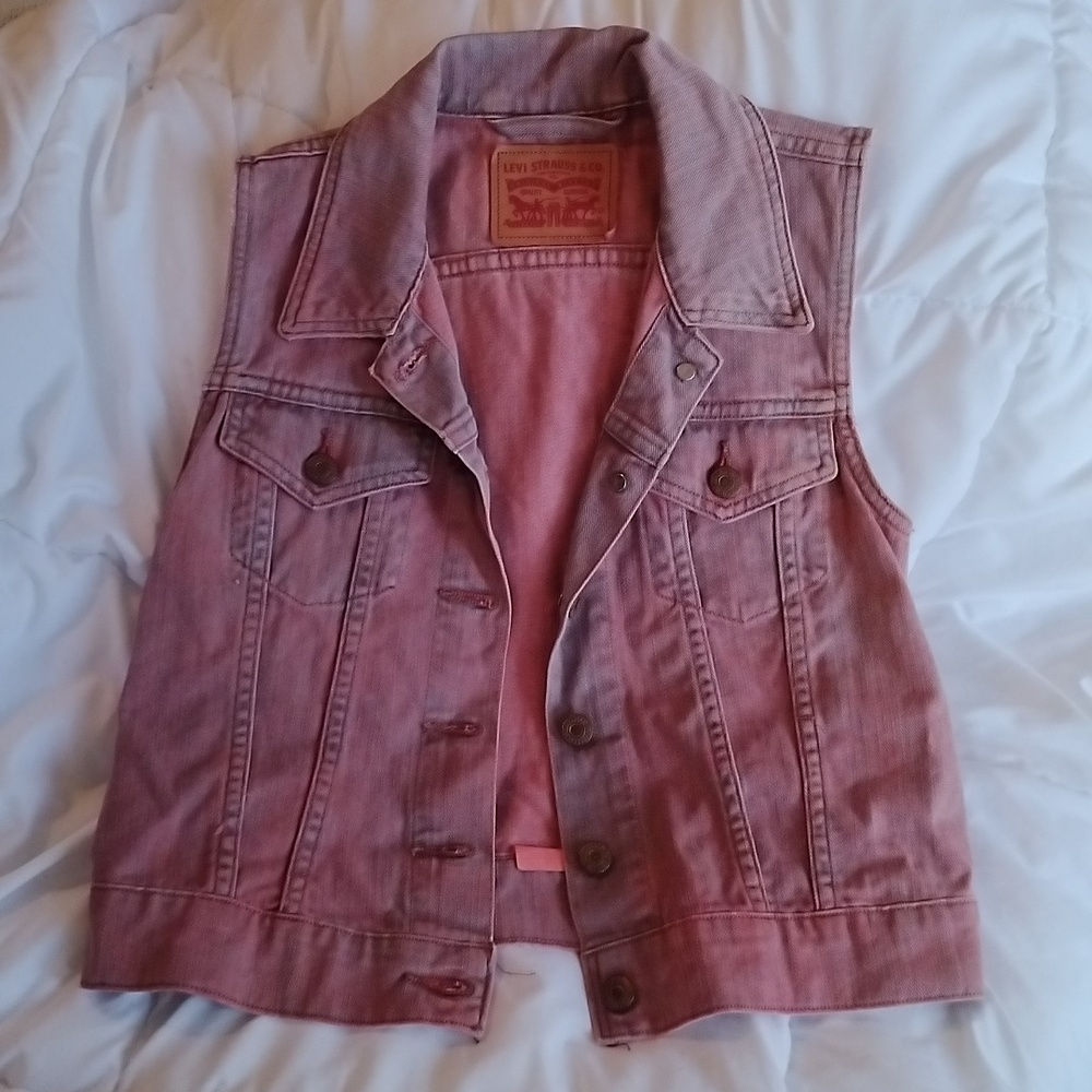 Rare Levi's Pink Denim Vest - Small - Picture 2 of 4